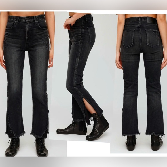 Moussy Denim - Moussy Vintage Alhambra Flare Jeans Split Hem High Rise Japanese Denim Size 24